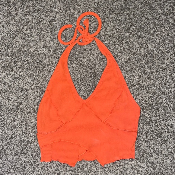 Orange Halter Cropped Tank - Picture 1 of 3